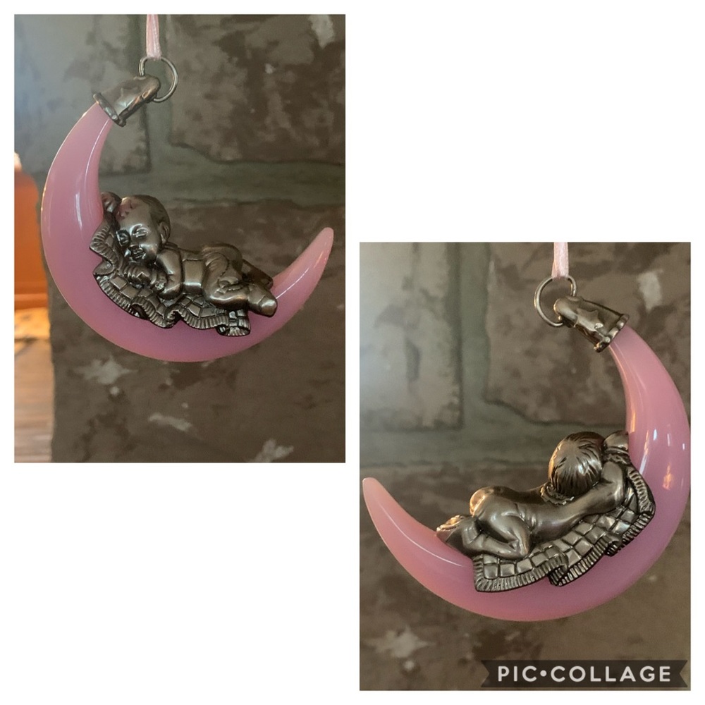 👶Lenox Sleeping Baby on Moonstone Pewter Ornament